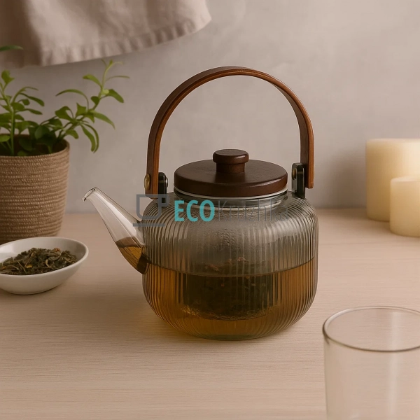 Скляний заварювальний чайник 800 мл Smokey Grey з дерев Скляний заварювальний чайник 800 мл Smokey Grey з дерев