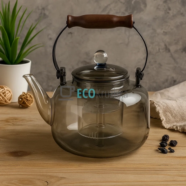 Скляний заварювальний чайник 1000 мл Smokey Grey з фільт ... Скляний заварювальний чайник 1000 мл Smokey Grey з фільт ...