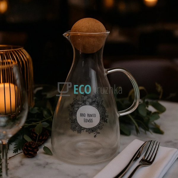 Скляний графін з круглою пробкою, 1700 мл, прозорий (992 ...