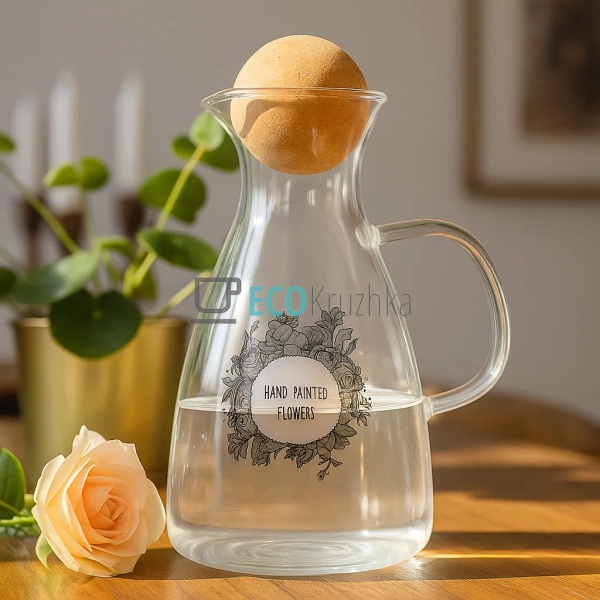 Скляний графін з круглою пробкою, 1700 мл, прозорий (992 ...