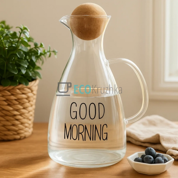 Скляний графін Good Morning з круглою пробкою, 1700 мл,  ...