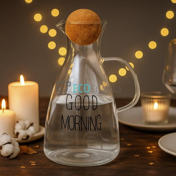 Скляний графін Good Morning з круглою пробкою, 1700 мл,  ...