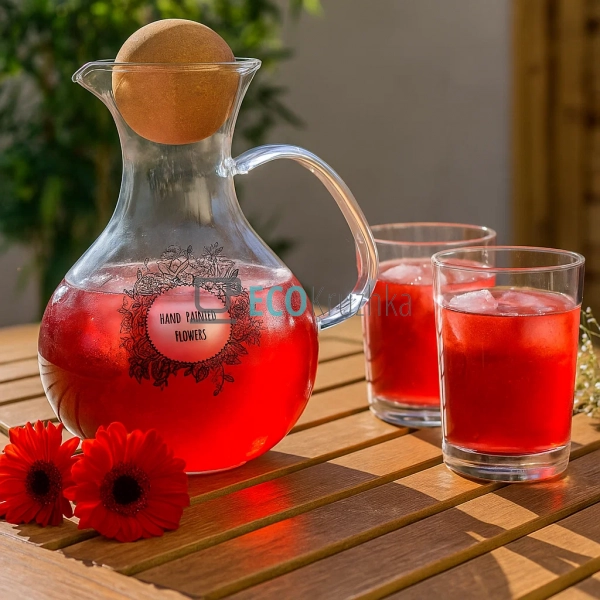 Скляний графін з круглою пробкою, 1700 мл, прозорий (992 ...