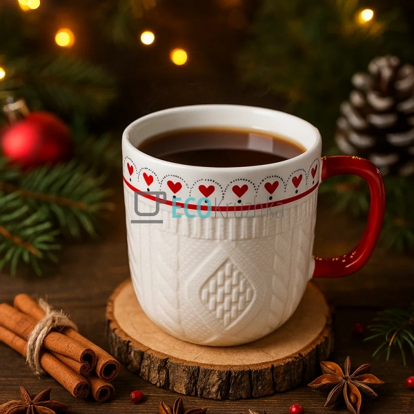 Порцелянова кружка 345 мл з різдвяним в Порцелянова кружка 345 мл з різдвяним в