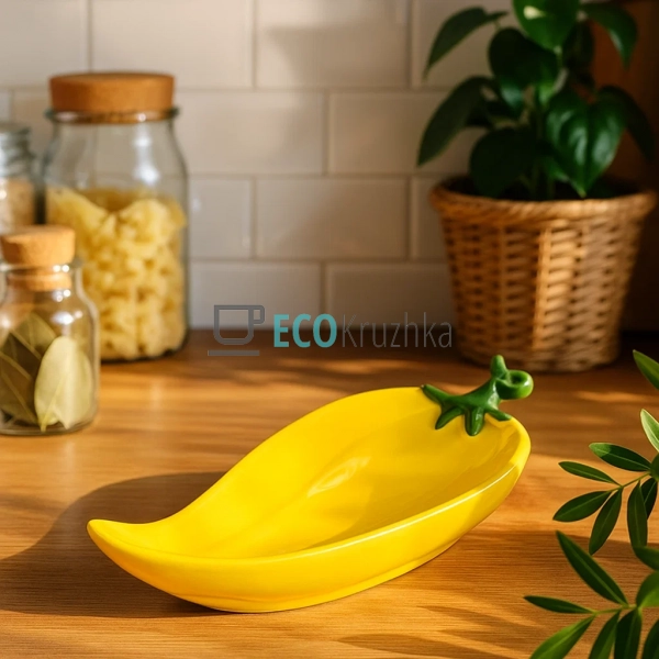 Тарілка керамічна "Pepper", 33 x 15 x 6см, колір - жовти ... Тарілка керамічна "Pepper", 33 x 15 x 6см, колір - жовти ...