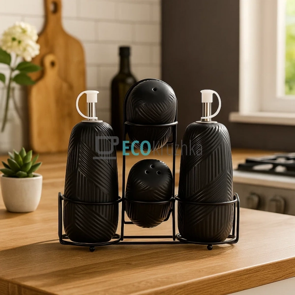 Набір для спецій Maestro 5 предметів "Geometry Black" ке ... Набір для спецій Maestro 5 предметів "Geometry Black" ке ...