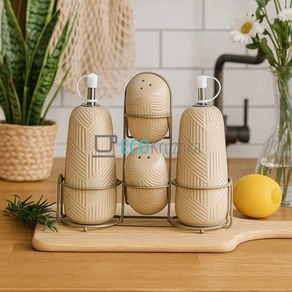 Набір для спецій Maestro 5 предметів "Geometry Beige" ке ... Набір для спецій Maestro 5 предметів "Geometry Beige" ке ...