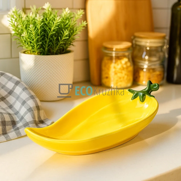 Тарілка керамічна "Pepper", 22 x 10 x 5.2см, колір - жов ... Тарілка керамічна "Pepper", 22 x 10 x 5.2см, колір - жов ...