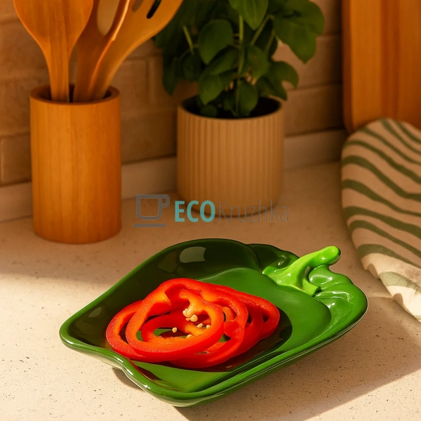 Тарілка керамічна "Pepper", 23.5 х 18.3 х 3см, колір - з ... Тарілка керамічна "Pepper", 23.5 х 18.3 х 3см, колір - з ...