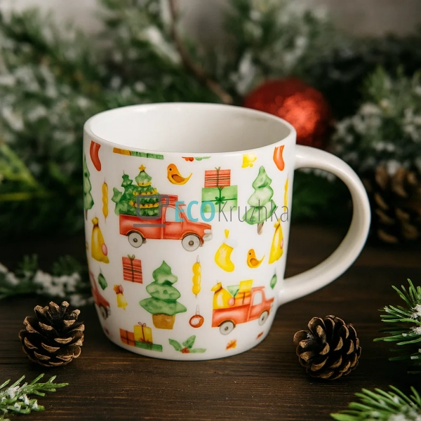 Порцеляновий кухоль "Новорічний Джип", 350 мл (B04-011-3 ... Порцеляновий кухоль "Новорічний Джип", 350 мл (B04-011-3 ...
