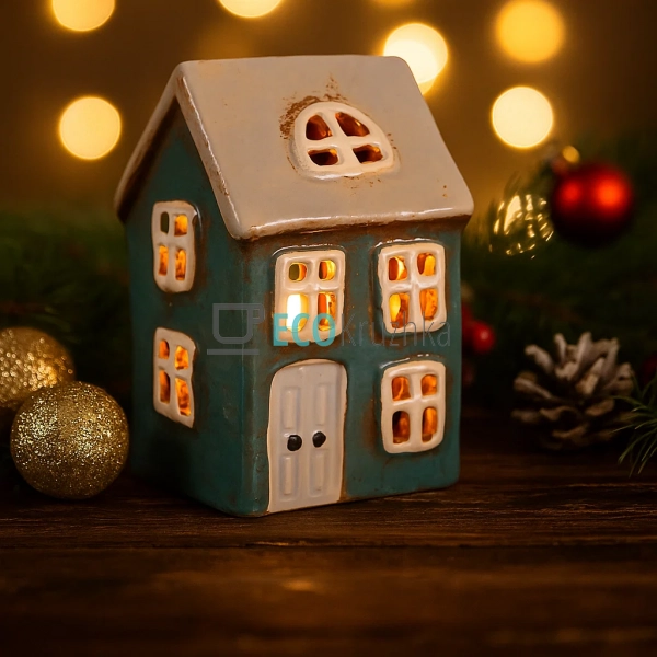 Керамічний свічник у формі Будинку, 8 × 6.5 × 12 см (Мод ... Керамічний свічник у формі Будинку, 8 × 6.5 × 12 см (Мод ...
