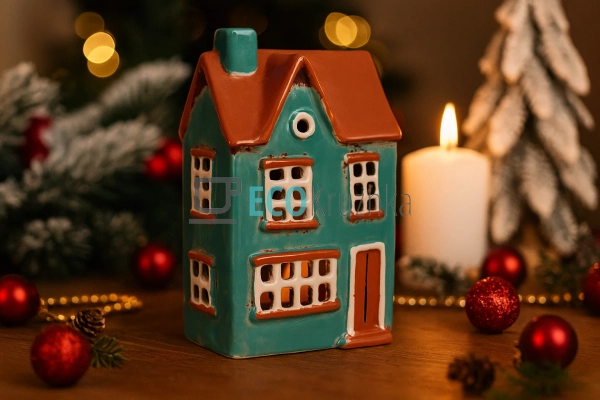Керамічний свічник у формі Будинку, 11.5 × 7.5 × 18.5 см ... Керамічний свічник у формі Будинку, 11.5 × 7.5 × 18.5 см ...