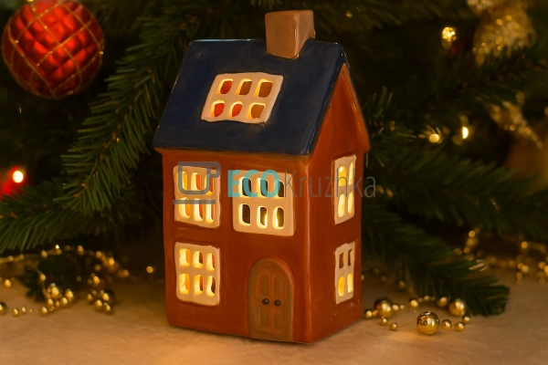 Керамічний свічник у формі Будинку, 9 × 7 × 16.5 см (Мод ... Керамічний свічник у формі Будинку, 9 × 7 × 16.5 см (Мод ...