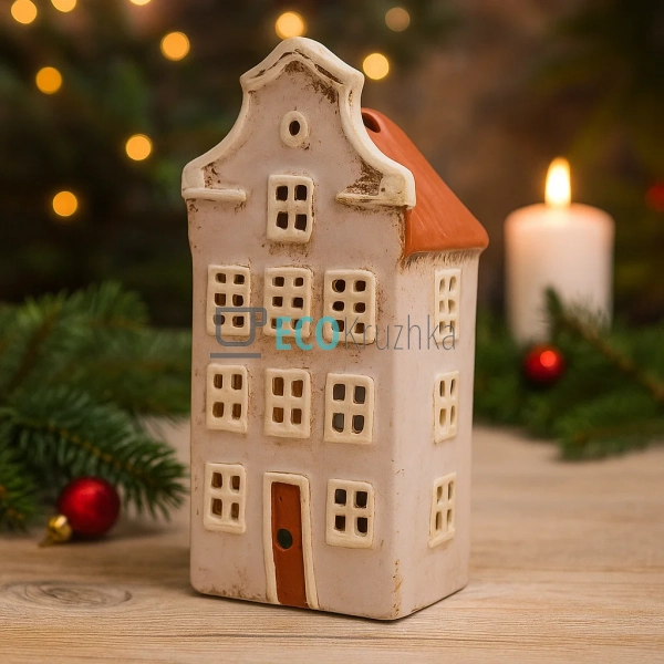 Керамічний свічник у формі Будинку, 9 × 6.5 × 19 см (Мод ... Керамічний свічник у формі Будинку, 9 × 6.5 × 19 см (Мод ...