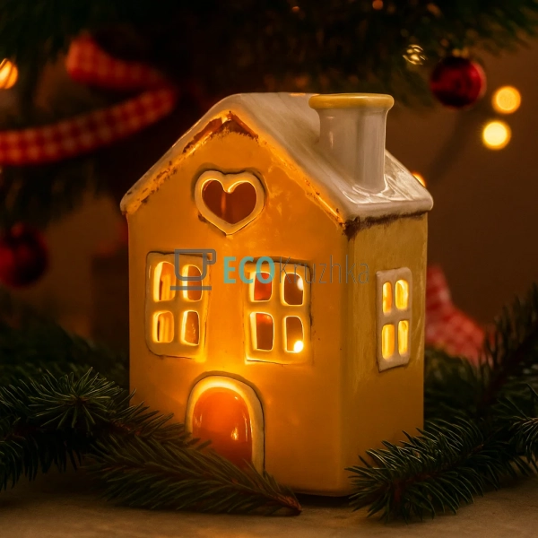 Керамічний свічник у формі Будинку, 10 × 7.5 × 15 см (Мо ... Керамічний свічник у формі Будинку, 10 × 7.5 × 15 см (Мо ...