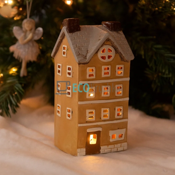 Керамічний свічник у формі Будинку, 11 × 9 × 22 см (Моде ...