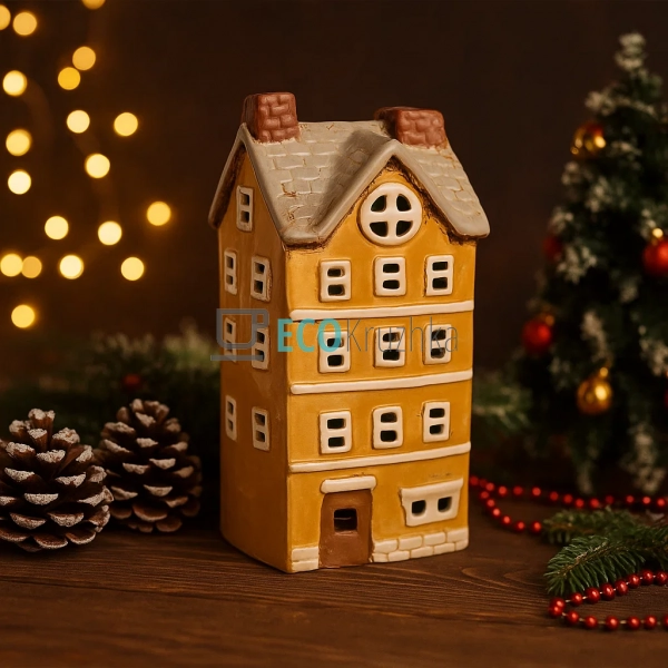 Керамічний свічник у формі Будинку, 11 × 9 × 22 см (Моде ...