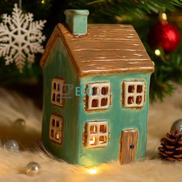 Керамічний свічник у формі Будинку, 8 × 8 × 13.5 см (Мод ... Керамічний свічник у формі Будинку, 8 × 8 × 13.5 см (Мод ...