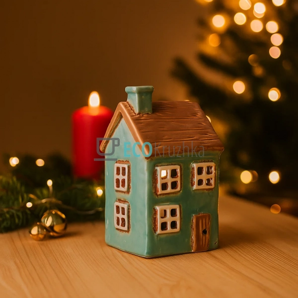 Керамічний свічник у формі Будинку, 8 × 8 × 13.5 см (Мод ... Керамічний свічник у формі Будинку, 8 × 8 × 13.5 см (Мод ...