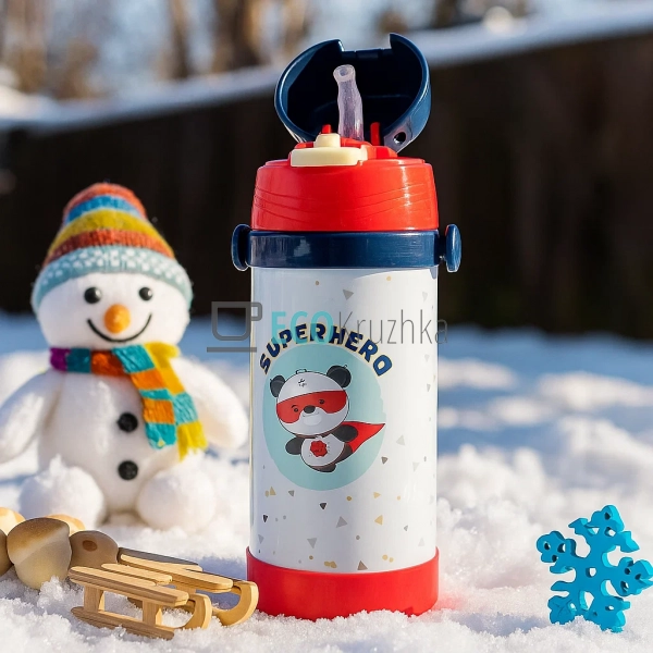 Термопоїлка з трубочкою 350 мл Панда Червоний (1778L) Термопоїлка з трубочкою 350 мл Панда Червоний (1778L)