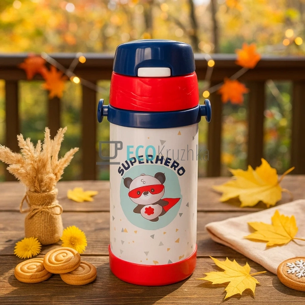 Термопоїлка з трубочкою 350 мл Панда Червоний (1778L) Термопоїлка з трубочкою 350 мл Панда Червоний (1778L)