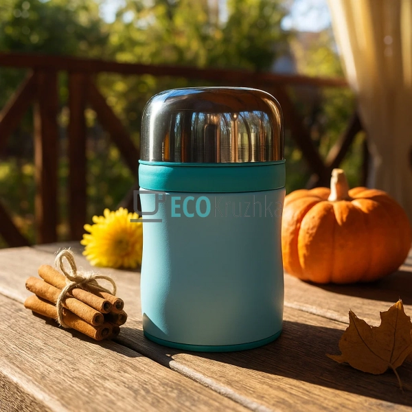 Термос для їжі із ложечкою 350 мл A-Plus Блакитний EK125 ...