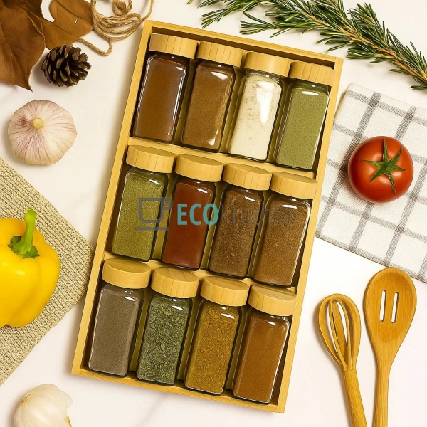 Підставка-органайзер з бамбука для баночок APL22676 Підставка-органайзер з бамбука для баночок APL22676