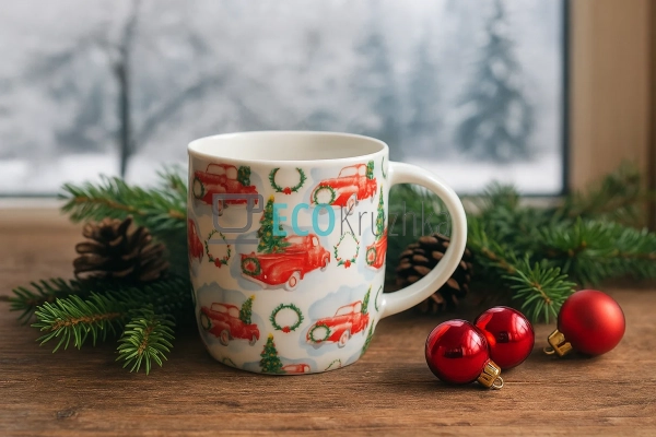 Порцеляновий кухоль "Новорічний Автомобіль", 350 мл (B04 ...
