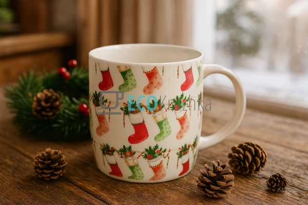 Порцеляновий кухоль "Новорічний Панчоха", 350 мл (B04-01 ... Порцеляновий кухоль "Новорічний Панчоха", 350 мл (B04-01 ...