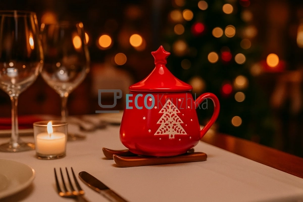 Порцелянова кружка "Сані із зіркою на кришці", 300 мл, ч ... Порцелянова кружка "Сані із зіркою на кришці", 300 мл, ч ...