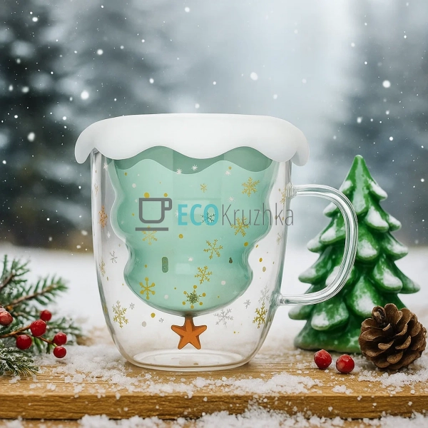 Чашка-ялинка з подвійним дном 320 мл та силіконовою криш ... Чашка-ялинка з подвійним дном 320 мл та силіконовою криш ...