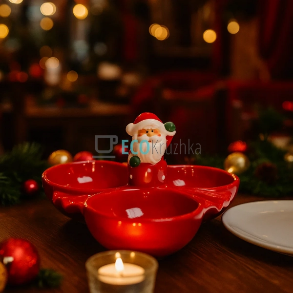 Новорічна керамічна менажниця з фігуркою Санти 23×23 см ... Новорічна керамічна менажниця з фігуркою Санти 23×23 см ...