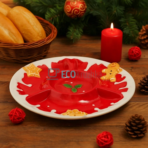 Керамічна менажниця "Пряничний чоловічок", D34.5x3 см (9 ... Керамічна менажниця "Пряничний чоловічок", D34.5x3 см (9 ...