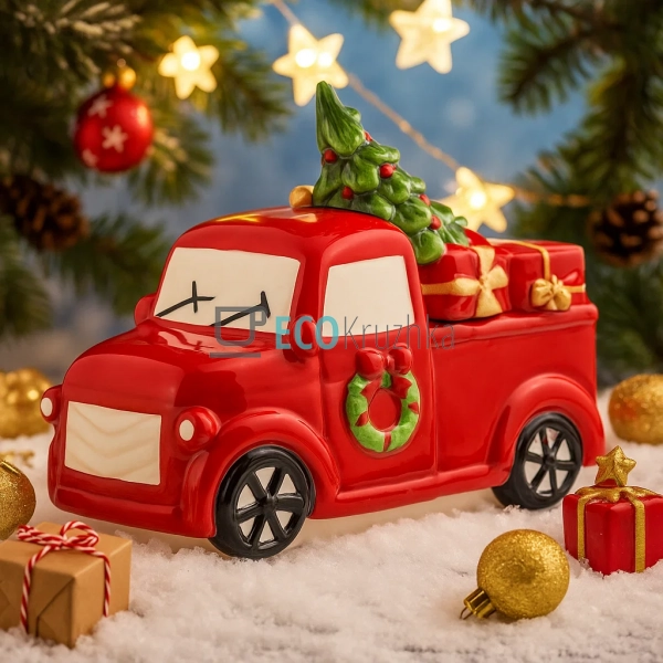 Банка для солодощів у формі "Машина з ялинкою", 2.6 л, ч ... Банка для солодощів у формі "Машина з ялинкою", 2.6 л, ч ...