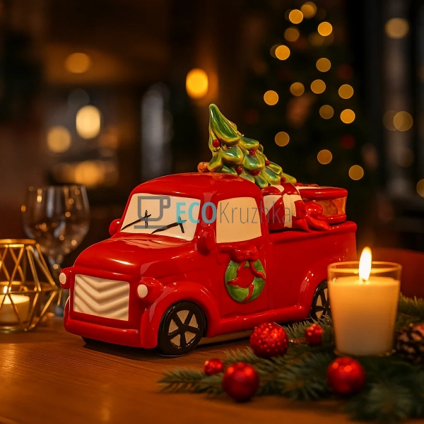 Банка для солодощів у формі "Машина з ялинкою", 2.6 л, ч ... Банка для солодощів у формі "Машина з ялинкою", 2.6 л, ч ...