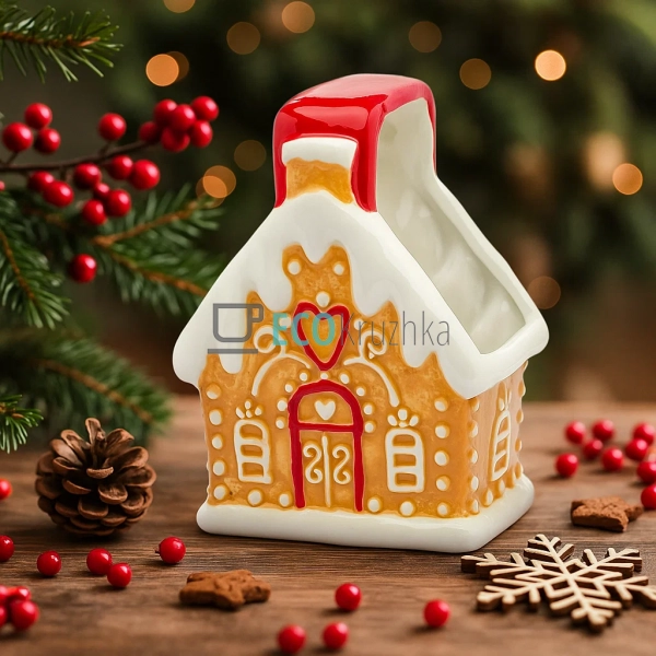 Цукерниця керамічна "Пряничний будиночок", 12x9x16 см (а ... Цукерниця керамічна "Пряничний будиночок", 12x9x16 см (а ...