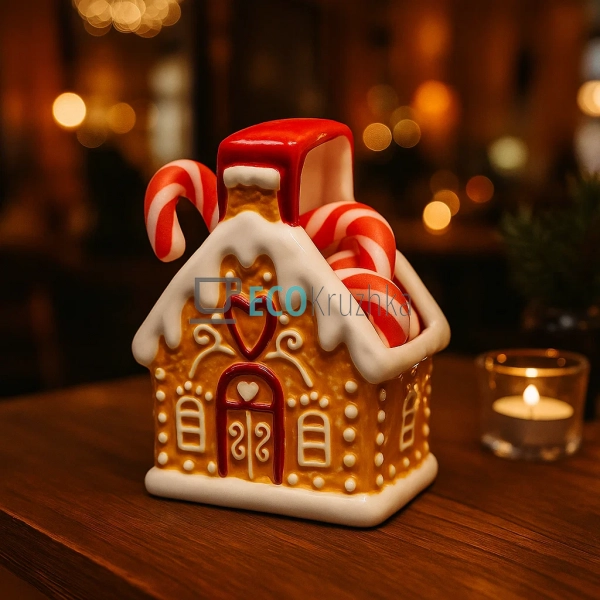 Цукерниця керамічна "Пряничний будиночок", 12x9x16 см (а ... Цукерниця керамічна "Пряничний будиночок", 12x9x16 см (а ...