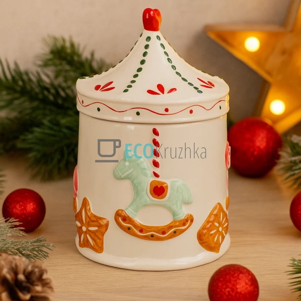Керамічна банка для солодощів "Прянична карусель", 1.5 л ... Керамічна банка для солодощів "Прянична карусель", 1.5 л ...