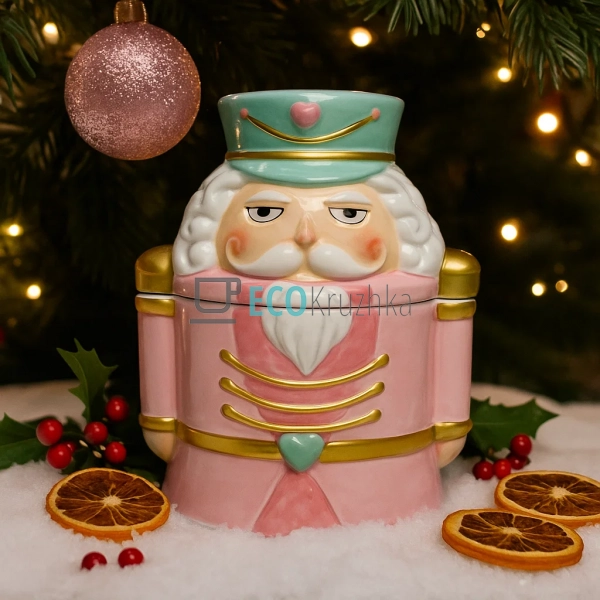 Керамічна банка для солодощів "Лускунчик", 850 мл, рожев ... Керамічна банка для солодощів "Лускунчик", 850 мл, рожев ...