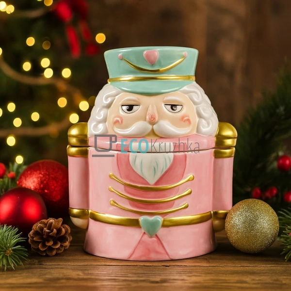 Керамічна банка для солодощів "Лускунчик", 850 мл, рожев ... Керамічна банка для солодощів "Лускунчик", 850 мл, рожев ...