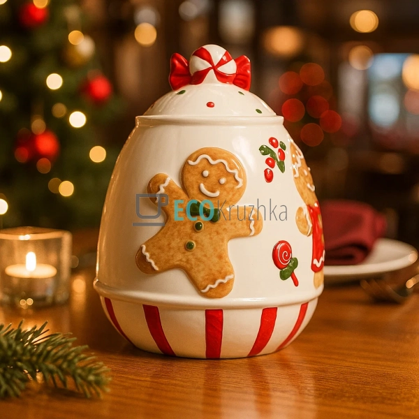 Керамічна банка для солодощів "Веселі пряники", 1.9 л, б ...