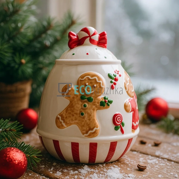 Керамічна банка для солодощів "Веселі пряники", 1.9 л, б ...