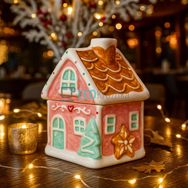 Керамічна банка для солодощів "Зефірно-Пряничний Будиноч ... Керамічна банка для солодощів "Зефірно-Пряничний Будиноч ...