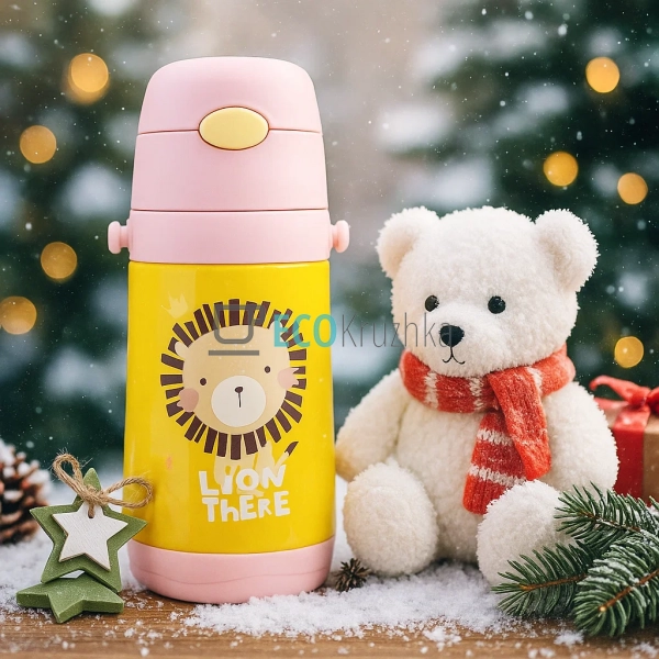 Дитячий термос-поїлка з трубочкою 350 мл Lion бежевий (M ... Дитячий термос-поїлка з трубочкою 350 мл Lion бежевий (M ...