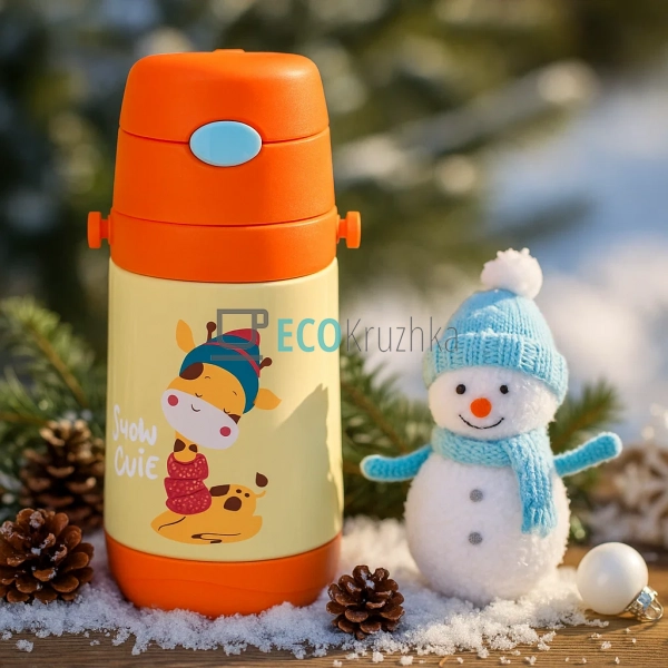 Дитячий термос-поїлка з трубочкою 350 мл Baby Giraffe по ... Дитячий термос-поїлка з трубочкою 350 мл Baby Giraffe по ...