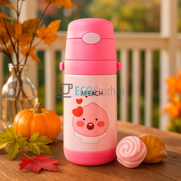 Дитячий термос-поїлка з трубочкою 350 мл Apeach рожевий ... Дитячий термос-поїлка з трубочкою 350 мл Apeach рожевий ...