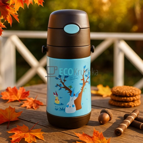 Дитячий термос-поїлка з трубочкою 350 мл Funny Animals к ... Дитячий термос-поїлка з трубочкою 350 мл Funny Animals к ...