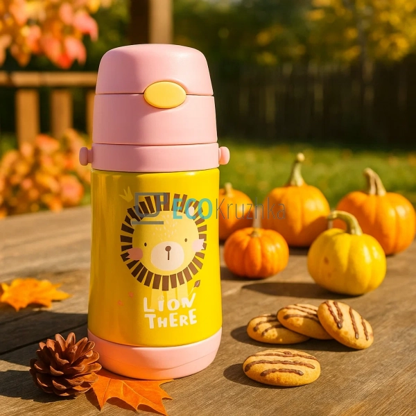 Дитячий термос-поїлка з трубочкою 350 мл Lion бежевий (M ... Дитячий термос-поїлка з трубочкою 350 мл Lion бежевий (M ...