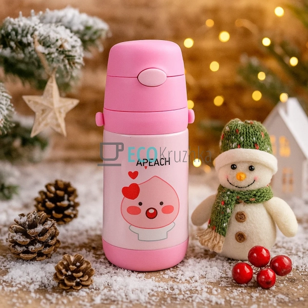 Дитячий термос-поїлка з трубочкою 350 мл Apeach рожевий ... Дитячий термос-поїлка з трубочкою 350 мл Apeach рожевий ...