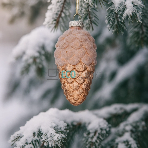 Ялинкова прикраса "Шишка" з присипкою цукор, 10 см, світ ... Ялинкова прикраса "Шишка" з присипкою цукор, 10 см, світ ...